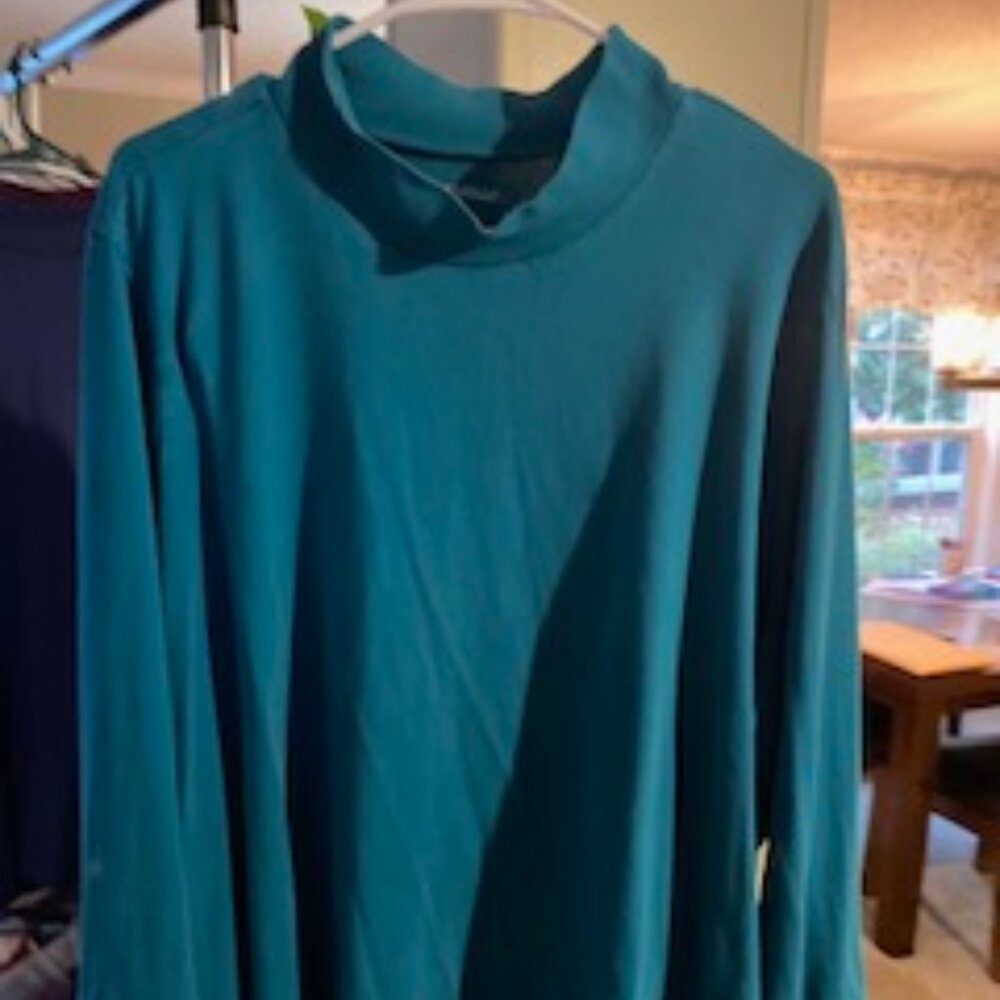 Plus Size woman's mock t-neck Teal